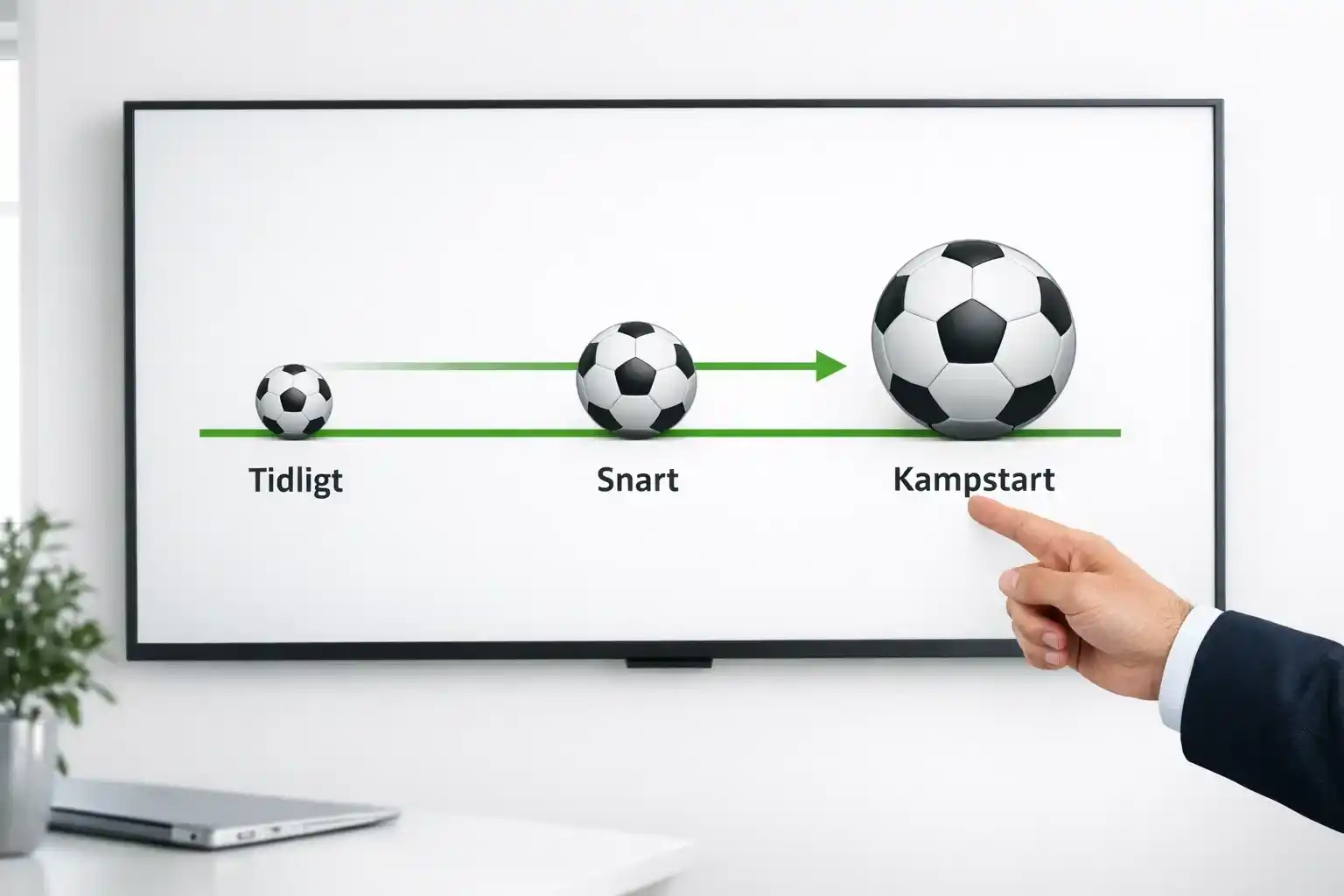 Professionel mand peger på tidslinje-infografik der viser strategisk timing for odds-bevægelser